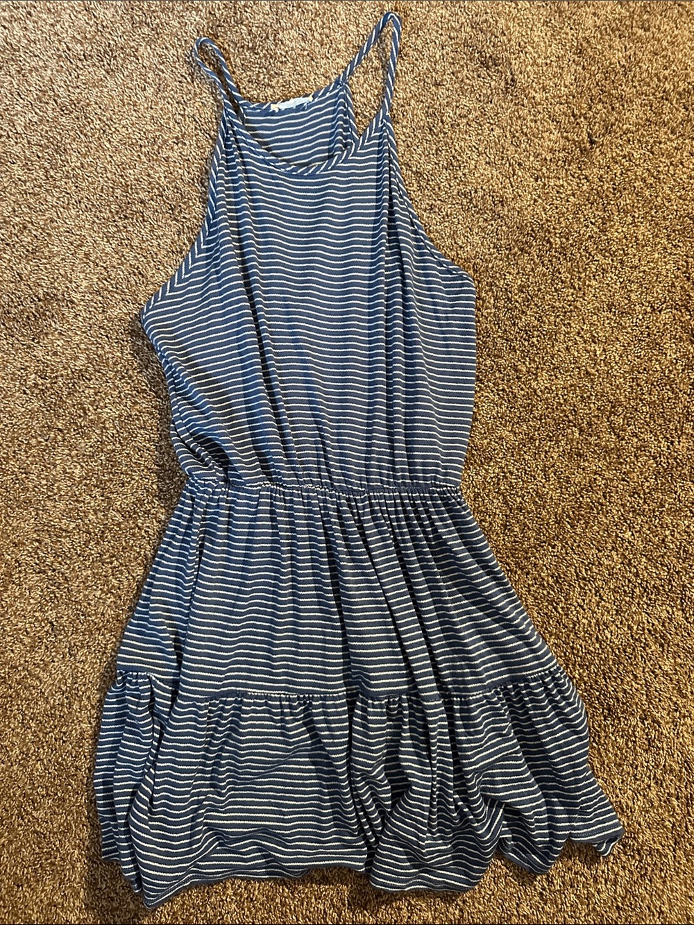 Striped Blue Halter Summer Dress